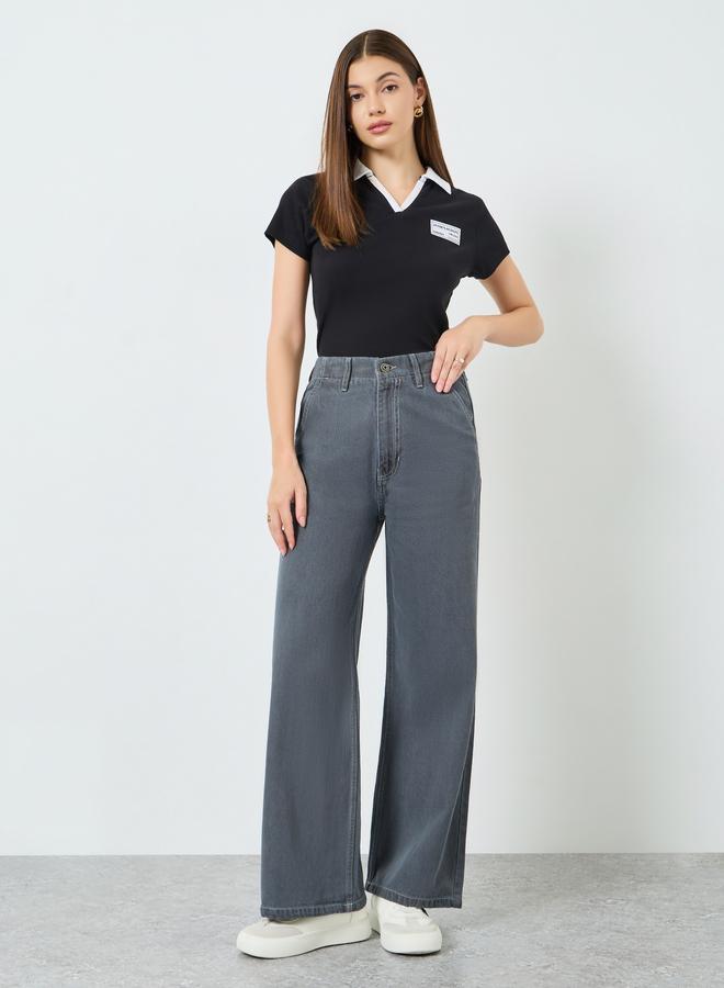 ستايلي جينز بخصر عالي وأرجل واسعة - Image 4